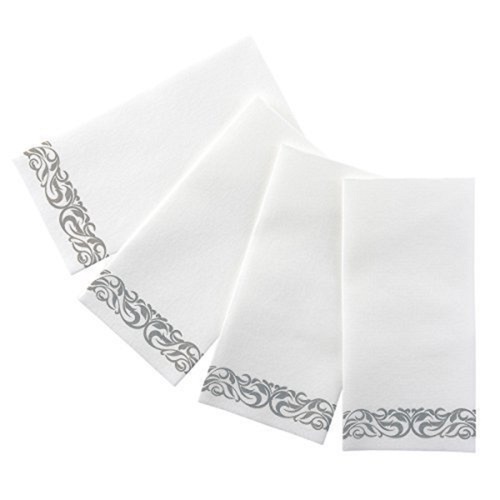 Cotton Soft Touch And Modern Designed Printed Border White Cloth Napkin