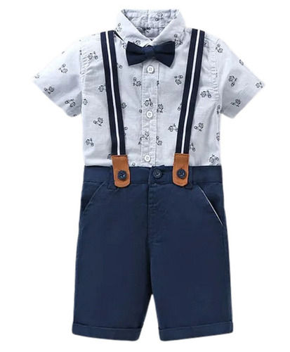 Kids Comfort Fit Short Sleevels Spread Collar Printed Cotton Romper Age Group: 4 To 6