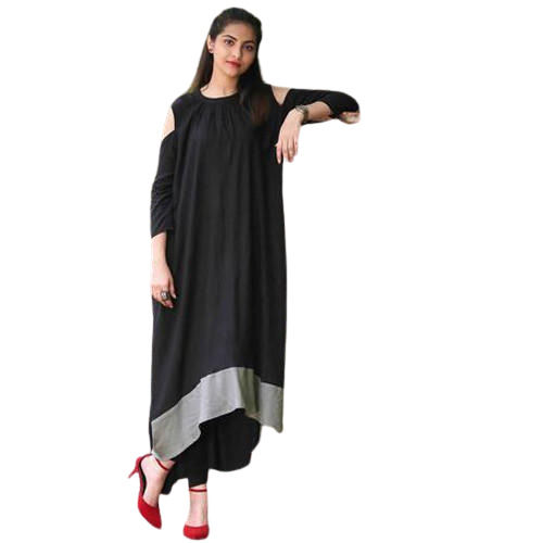 Ladies 3/4th Sleeves Round Neck Party Wear Kurti