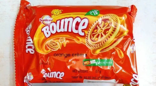 Mouth Watering Taste Crispy And Crunchy Bounce Orange Sweet Cream Biscuit Fat Content (%): 6 Grams (G)