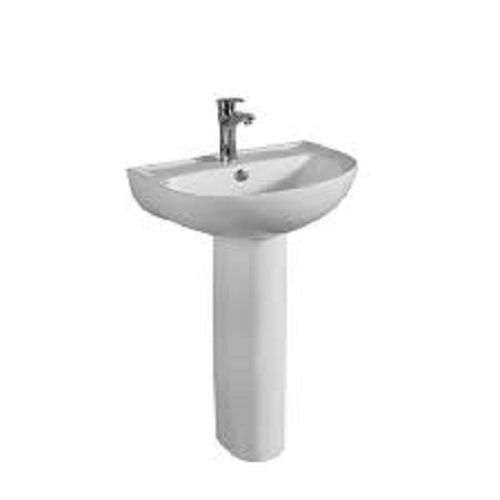 White Glossy Round Floor Mounted Ceramic Wash Basin