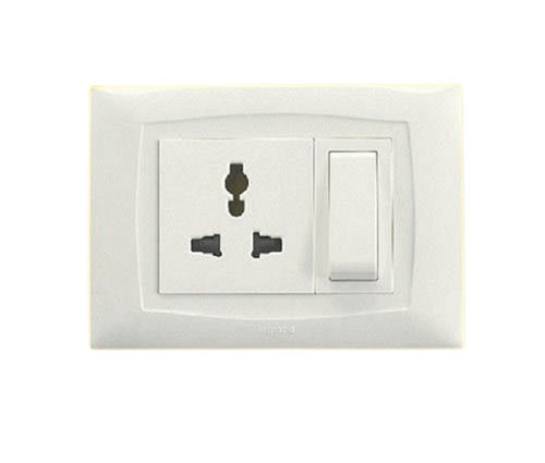 White  230 Volt Highly Efficient Strong Durable Shock Resistant Plastic Modular Switch 