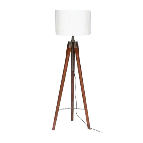 Wood Stand Decorative Table Lamp - Color: Brown & White