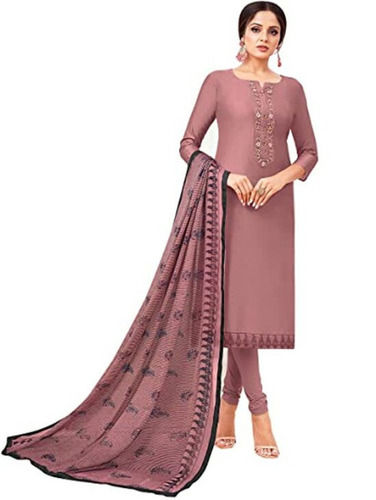 Sepia brown cotton embroided party wear ladies suits online with fancy  dupatta