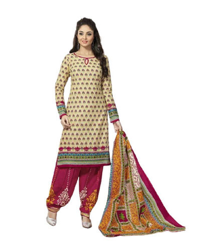 Multi Color Party Wear Floral Print Unstitched Cotton Suit With Beautiful Dupatta For Women