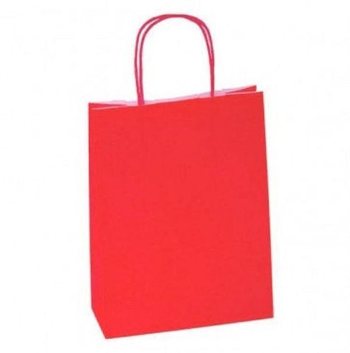 Medium Size Red Kraft Patch Handle Disposable Paper Bag For Shopping Use