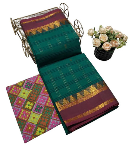 Elegant Silk Saree - Green, Smooth Texture | Anti-Shrink, Breathable, Perfect for Weddings and Festive Celebrations