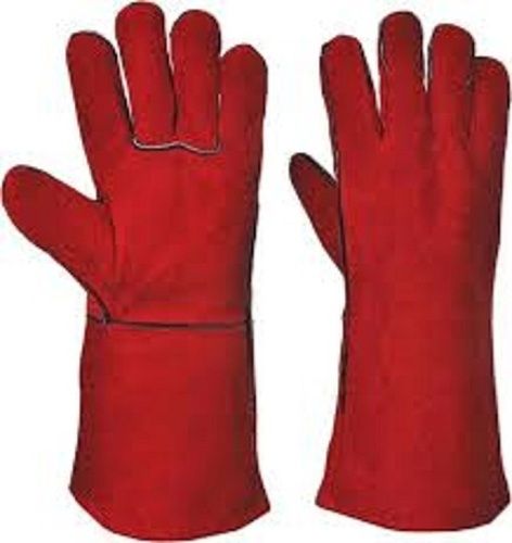 Plain Red Free Size Unisex Leather Full Finger Hand Gloves