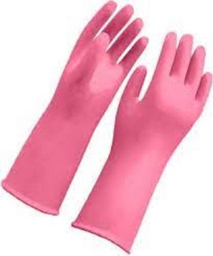 Black Waterproof Plain Pink Rubber Household Full Finger Hand Gloves