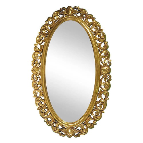 Wooden Decorative Mirror - Polished Finish, Available In Different Sizes | Attractive Brown Round Design, Elegant Glass Elements