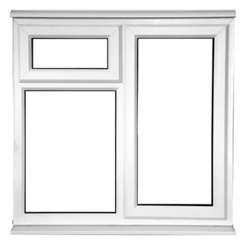 White 3X3 Feet Rectangular Upvc And Glass Combination Window For Commercial Use