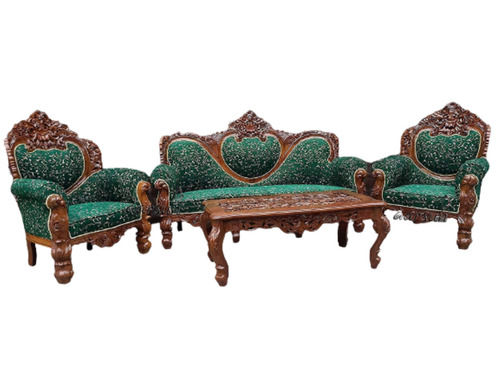 26x80x45 Inches, 78 Kg, Teak Wood Handmade Indian Style Antique Carved Sofa Set