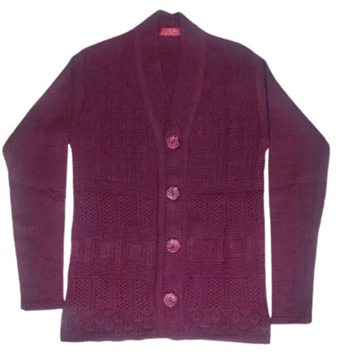 पर्पल विंटर वियर लॉन्ग स्लीव वी-नेक सॉफ्ट और वार्म वूल स्वेटर महिलाओं के उपयोग के लिए