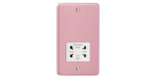 Flush Mount Style Poly Carbonate Material 240 Voltage Pink Shaver Socket 