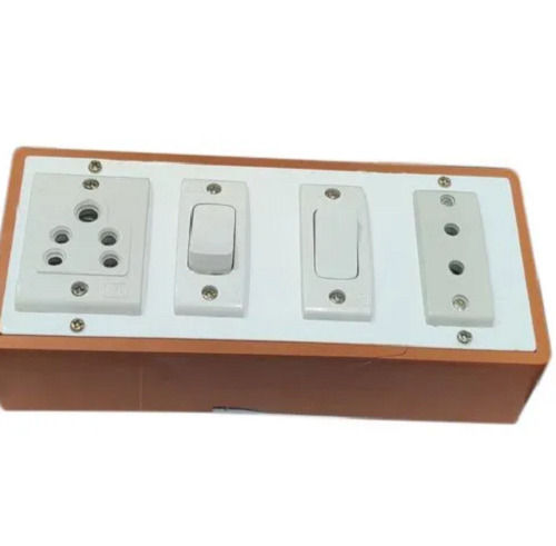 White And Orange 2.5X4X8 Inches 220 Voltage 50 Hertz Rectangular Electrical Switch Boards