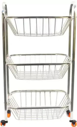 4 Wheel Chrome Finish Stainless Steel Kitchen Trolley Height: 61  Centimeter (Cm)