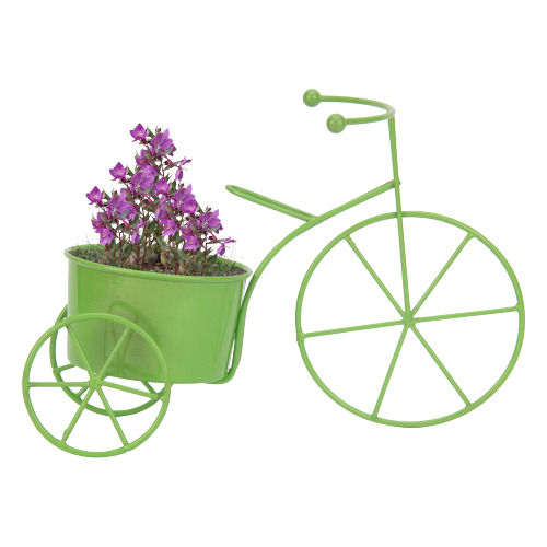 Rust Proof Paint Coated Metal Decorative Cycle With Flower Pot