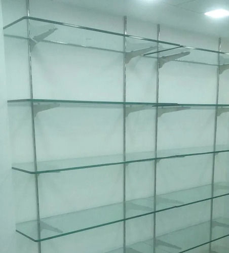 Modern And Indian Style Water Resistant Non Foldable Wall Glass Shelf  No Assembly Required