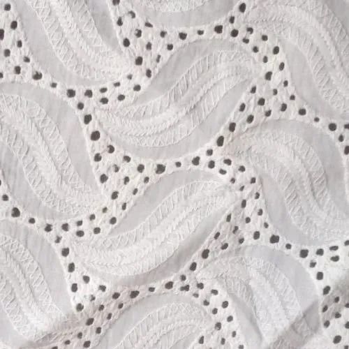 White Light In Weight And Shrink Resistance Cotton Chikan Embroidery Fabric