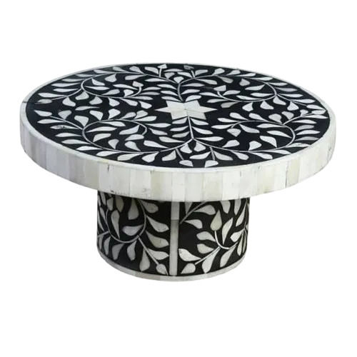 Painted 18X18X22 Inches 10 Kilogram Round Antique Design Bone Inlay Table 