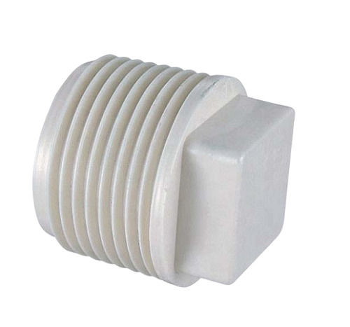 White 1.8 Inch 20 Gram Round Polyvinyl Chloride Pipe Thread Plug