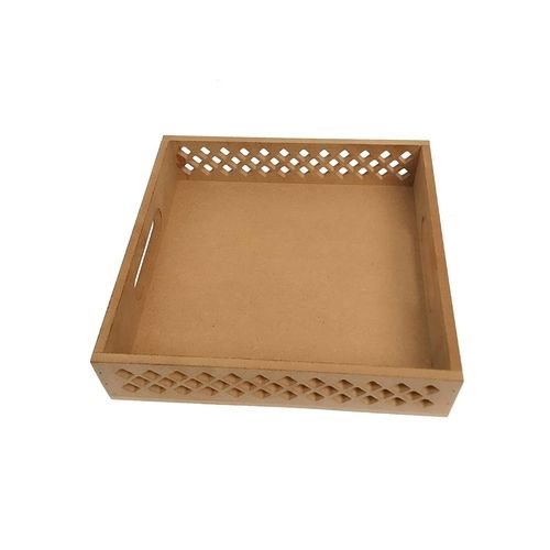 Wood 10X10X2 Inches Durable Matt Wooden Decorative Trays For Home Decoration