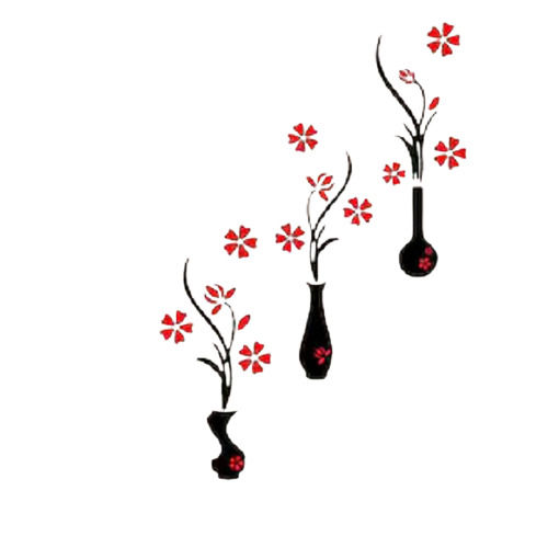 Any Customize Shape Red And Black Decorative Hot Melt Flower And Vase Wall Sticker