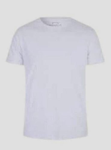  पुरुषों की सांस लेने योग्य प्लेन व्हाइट शॉर्ट स्लीव राउंड नेक कॉटन टी शर्ट