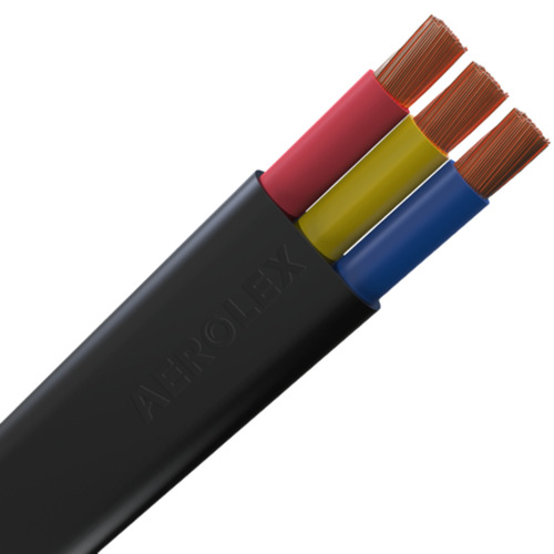 वाणिज्यिक उपयोग के लिए ब्लैक 90 मीटर अंडरग्राउंड फ्लैट पीवीसी जैकेट और 3 कॉपर कोर केबल