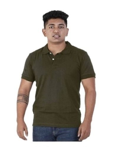 Casual Wear Regular Fit Polo Neck Short Sleeve Plain Cotton Men T-Shirt Age Group: Adults