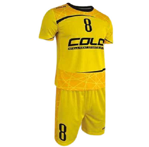 Yellow Printed Sports Wear Polyester T Shirt And Shorts Set