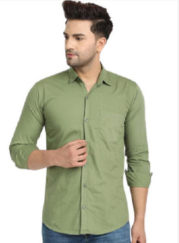 Spread Collar And Button Closure Casual Wear Plain Cotton Shirt For Mens Age Group: 18 Plus