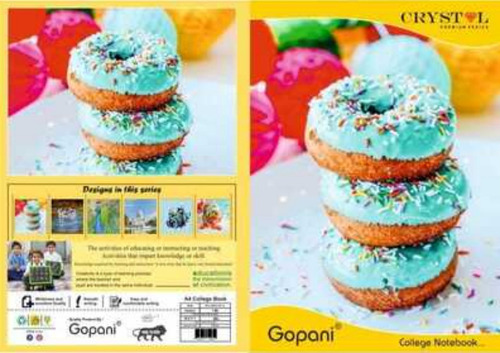 Gopani Crystal 144 Pages A4 Size Single Line Full Scape Notebook For School And Offices