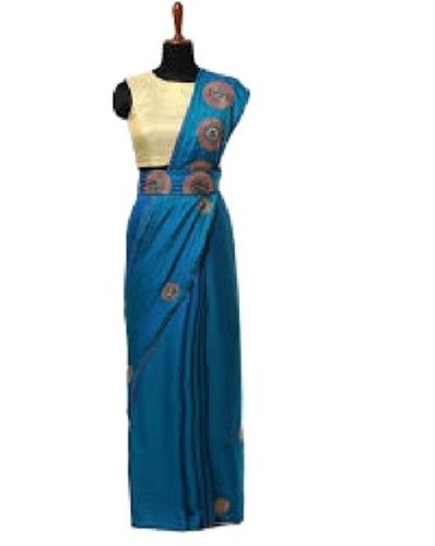 South Style Ladies Formal Wear Dark Blue Art Silk Saree