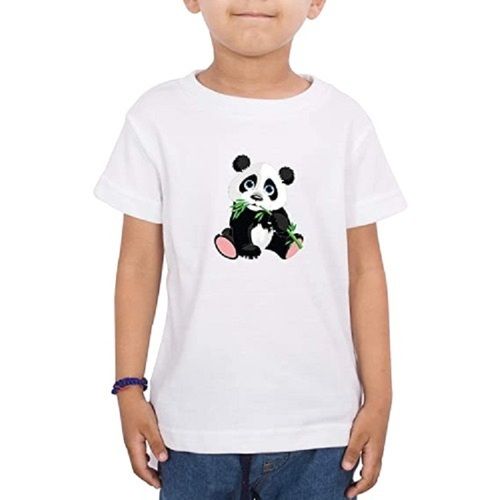 Quick Dry Kids Round Neck Half Sleeve White And Black Cartoon Printed Cotton T Shirts For Summers