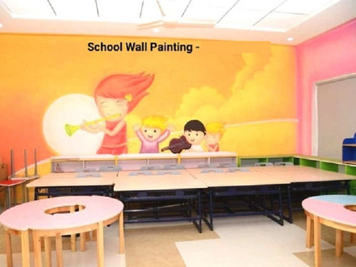 Interactive Multicolor 3D School Interior Wall Painting Services