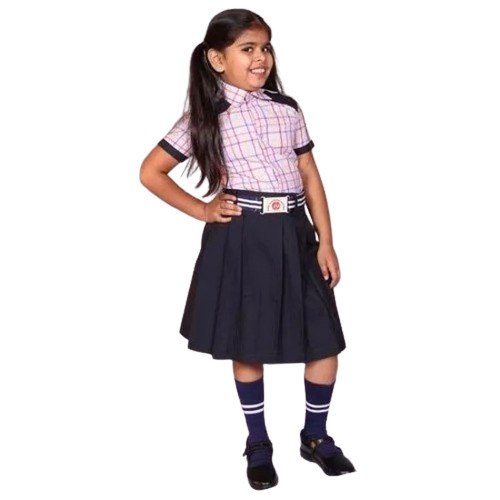 Comfortable Short Sleeves Cotton School Shirt And Skirt Uniform