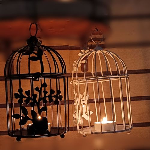 7 Inch Cage Design Iron Tea Light Holder For Diwali Decoration Set of 2 Pieces