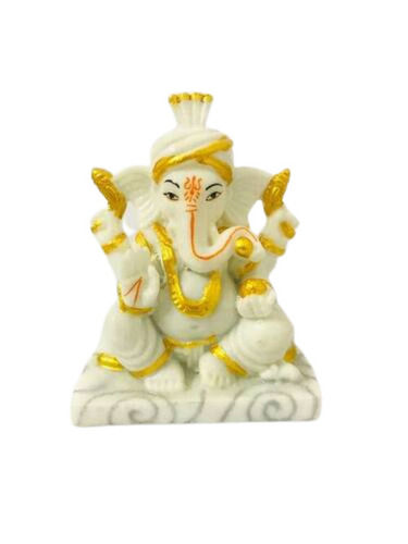 White Marble Based Ganesh Ji Moorti for Home and Temple