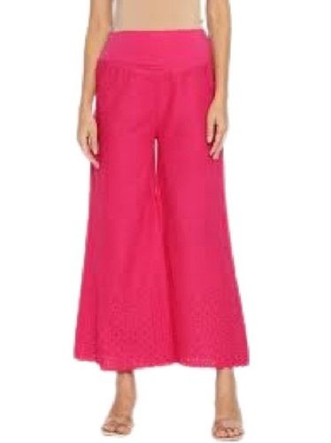 Indian Ladies Casual Wear Pink Cotton Palazzo