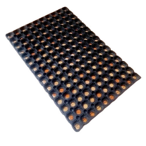 22mm Rectangular Black Rubber Hollow Door Mat for Home and Shops