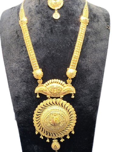 Traditional Gold Necklace With Locket Drop Earrings Set