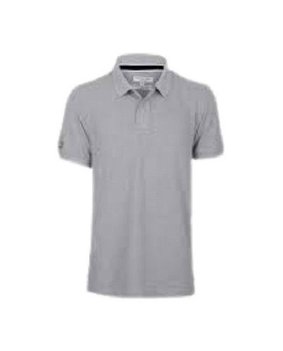 Grey Mens Polo Neck Short Sleeves Cotton T Shirts