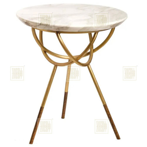 36x36x46CM Daimond Polish Finish Based Side Table With Marble Top Set