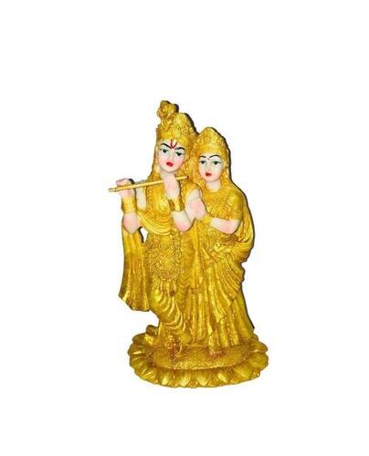 Durable Golden Paint Coated Marble Dust Radha Krishna Statue