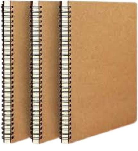 Paper Material Brown Plain Spiral Notebook Spairal