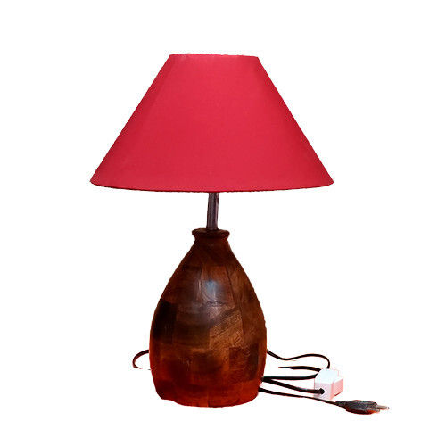 Decorative Electric Portable Mango Wood Table Lamp With 10 Inch Fabric Shade