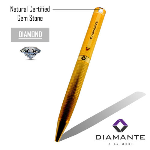 Diamante Certified Real Diamond Golden And Rose Gold Pen