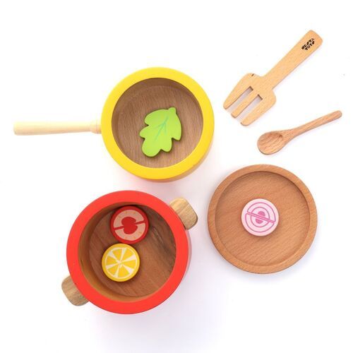 Beech Wood Kitchen Cooking Play Toy Set (9 Pcs)