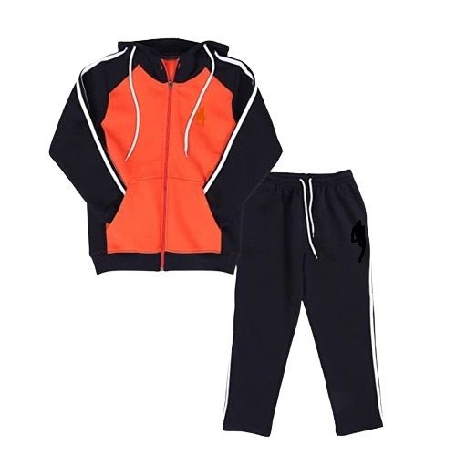 Plain Regular Fit Cotton Tracksuits Set For Kids